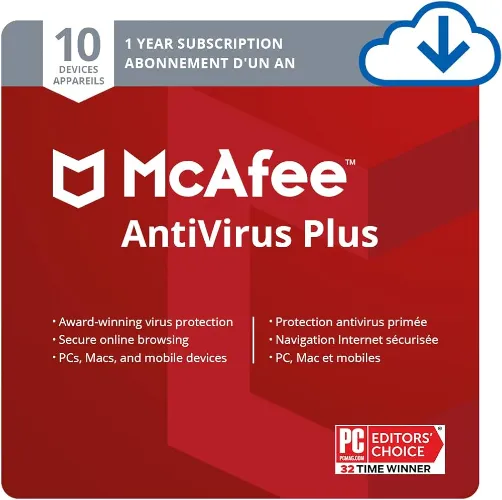 McAfee AntiVirus - 10 Devices Product Key - 1 Year

